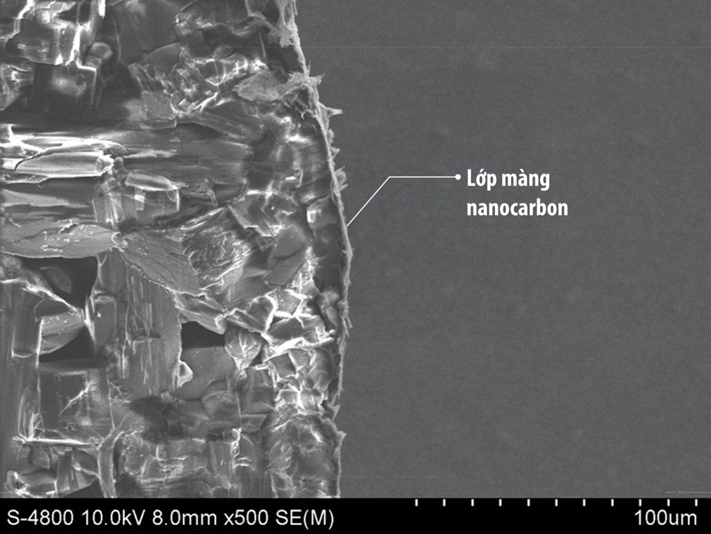 Ảnh SEM lớp màng nanocarbon bọc lên urea 